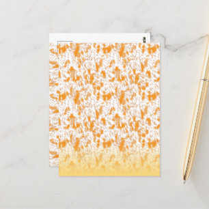 Postal Patrón textil con un vibrante naranja y gol