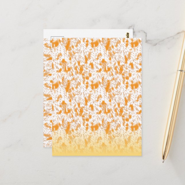 Postal Patrón textil con un vibrante naranja y gol (Anverso/Reverso In Situ)