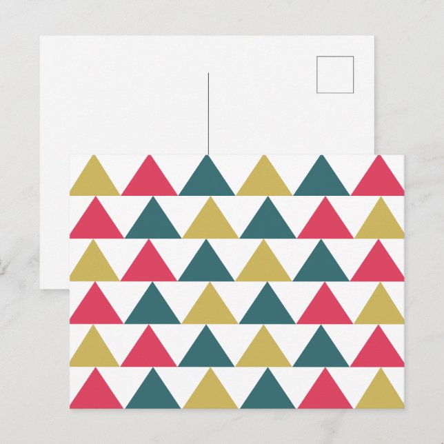 Postal Patrón triangular geométrico colorido (Anverso / Reverso)
