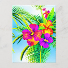Postal Patrón tropical hawaiano sin foco