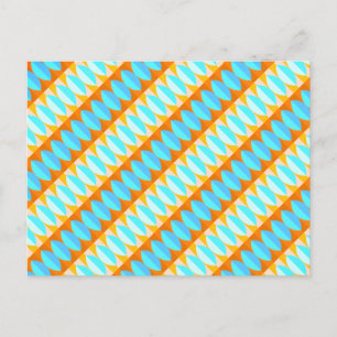 Postal Patrón Turquesa Azul Naranja Amarillo Colorido