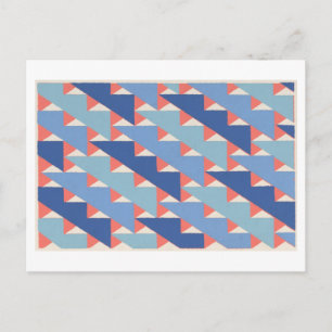 Postal Patrón Vintage Art Déco en Azul