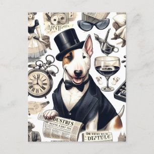 Postal Patrón vintage de bull terrier