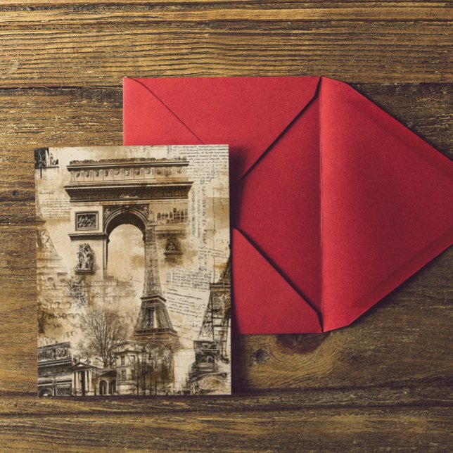 Postal Patrón vintage de monumentos parisinos (Vintage Paris French Landmark Pattern Postcard)