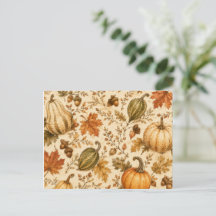 Patrón vintage de otoño con calabaza y calabacines