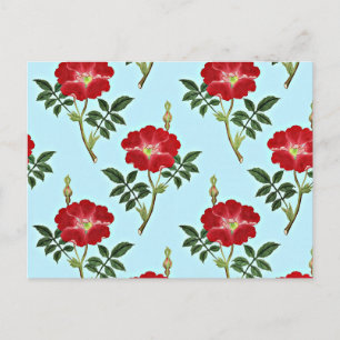 Postal Patrón vintage floral rojo