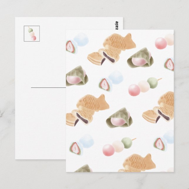 Postal Patrón Wagashi japonés (Anverso / Reverso)
