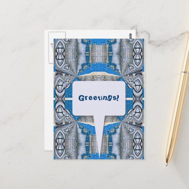 Postal Patrón y texto facial de diversión psicodélica (Anverso/Reverso In Situ)