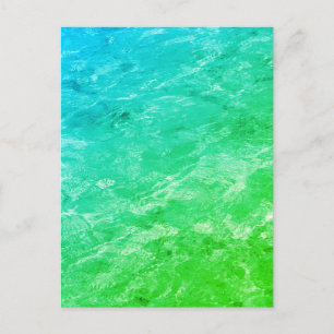Postal Patrones de agua de piscina Arte verde neón Abstra