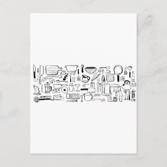 Postal Patrones de cocina coloridos (Anverso)