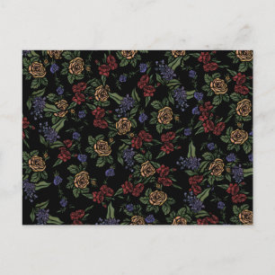 Postal Patrones de flores de verano vintage