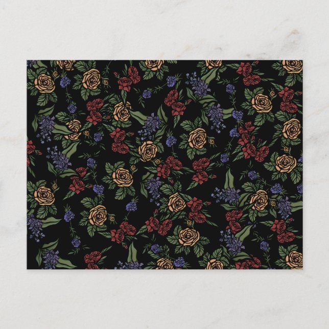 Postal Patrones de flores de verano vintage (Anverso)