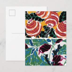 Postal Patrones de flores vintage III Pequeño