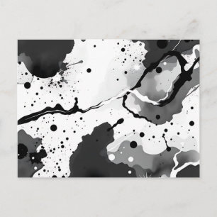 Postal Patrones de tinta fluida en blanco y negro con sal