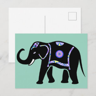 Postal Patrones decorativos abstractos de animales elefan