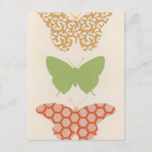 Postal Patrones decorativos de mariposa en fondo crema