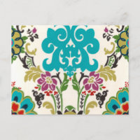 Patrones florales Damask Plum Turquoise