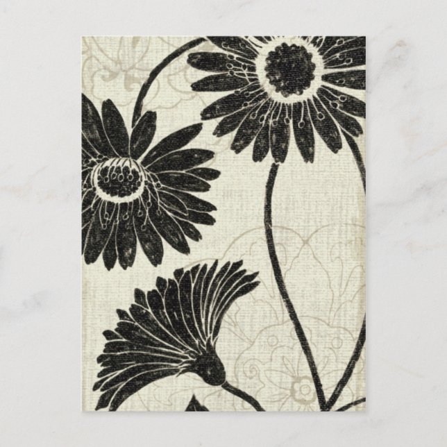 Postal Patrones florales en blanco y negro (Anverso)