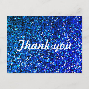 Postal Patrones purpurinas Gracias Neon Blue Sparkle