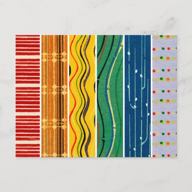 Postal Patrones textiles de bloques de madera japoneses d (Anverso)