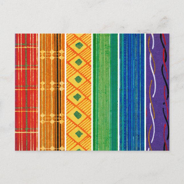 Postal Patrones textiles de bloques de madera japoneses d (Anverso)