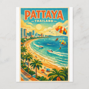 Postal Pattaya, Tailandia, en un vibrante retro
