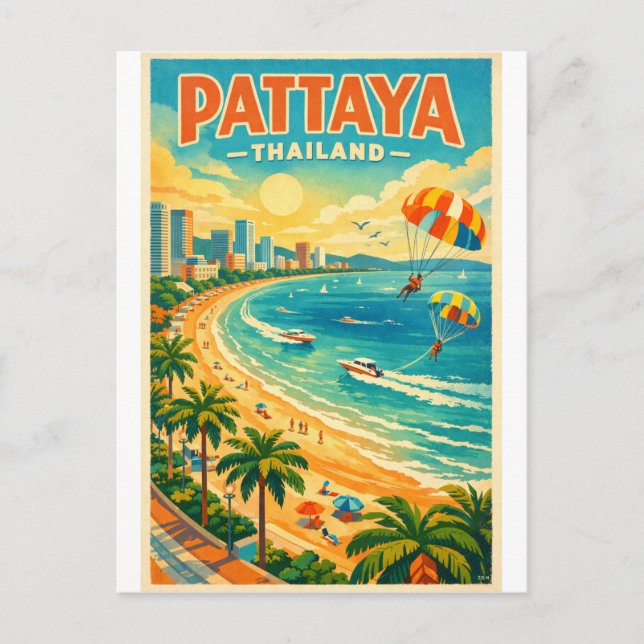 Postal Pattaya, Thailand, in a vibrant retro (Anverso)
