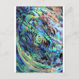 Postal Paua abalone contrasta diseño abstracto verde azul