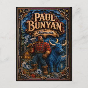 Postal Paul Bunyan y Babe las Leyendas de Minnesota Popcu