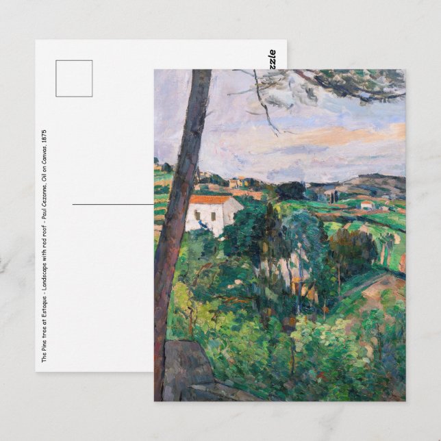 Postal Paul Cezanne - Árbol de pinos en Estaque (Anverso / Reverso)