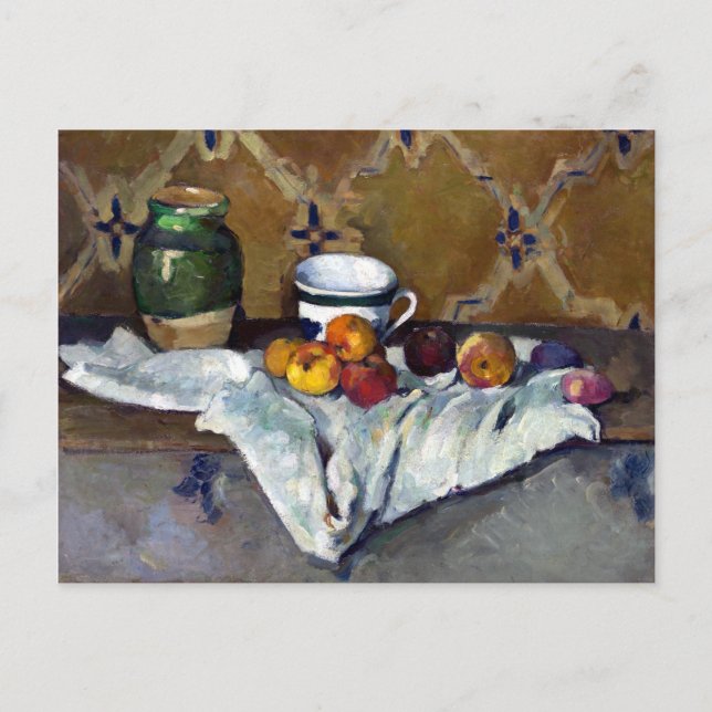 Postal Paul Cezanne aún vive con jabón, copa y manzanas (Anverso)