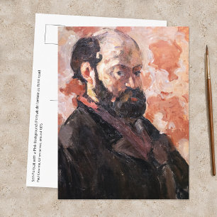 Postal Paul Cezanne - Autorretrato con fondo rosa