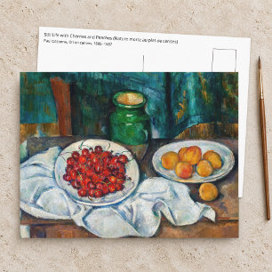 Postal Paul Cezanne - Bodegón con cerezas y melocotones