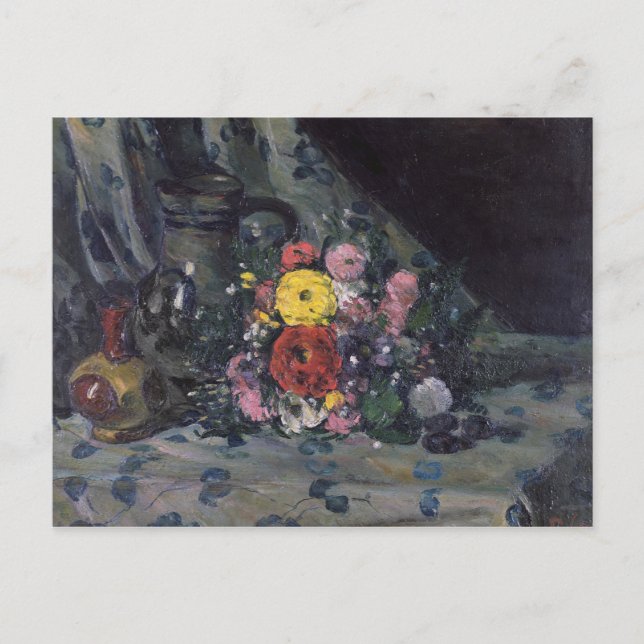 Postal Paul Cezanne | Bouquet de dahlias amarillas, c.187 (Anverso)