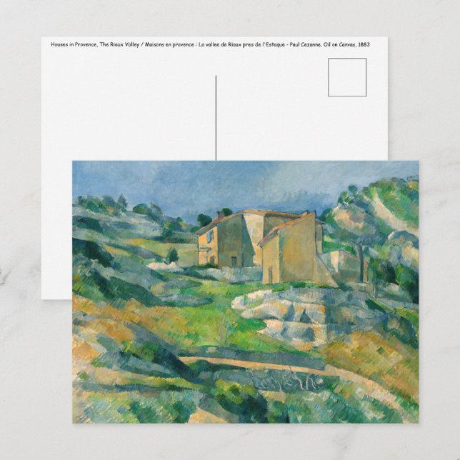 Postal Paul Cezanne - Casas en Provenza, Valle de Riaux (Anverso / Reverso)
