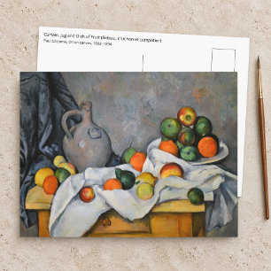 Postal Paul Cezanne - Cortina, Jarra y Frutero