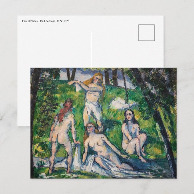 Postal Paul Cezanne - Cuatro Bathers (Anverso / Reverso)