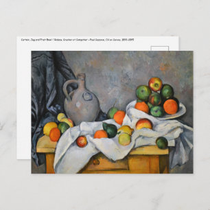 Postal Paul Cezanne - Curtain, Jug and Fruit Bowl