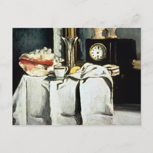 Postal Paul Cezanne | El reloj de mármol negro, c.1870 (Anverso)