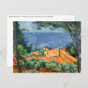 Postal Paul Cezanne - Estaque con techos rojos
