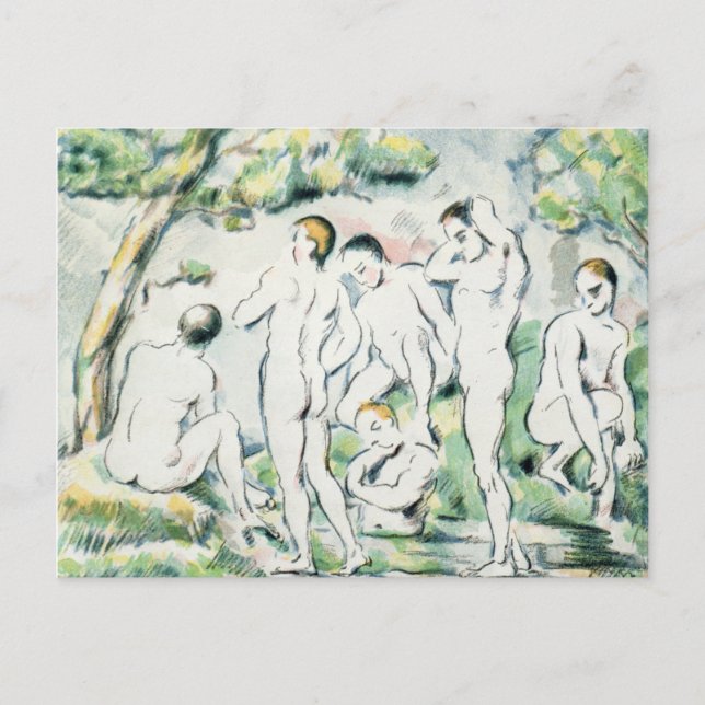 Postal Paul Cezanne | Los bañistas, plato pequeño (Anverso)