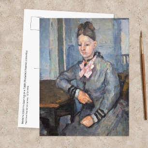 Postal Paul Cezanne - Madame Cezanne apoyada en una mesa