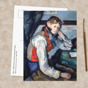 Postal Paul Cezanne - Niño con Chaleco Rojo