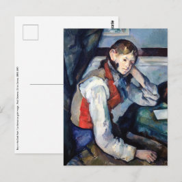 Postal Paul Cezanne - Niño en el chaleco rojo
