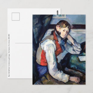 Postal Paul Cezanne - Niño en el chaleco rojo