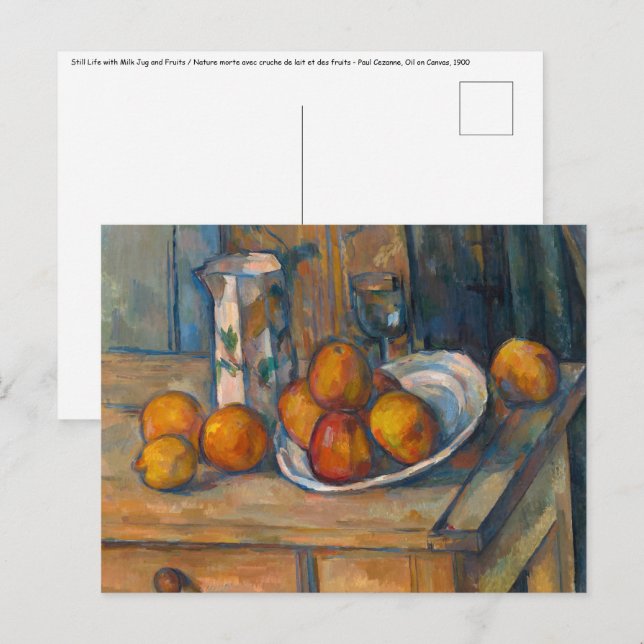 Postal Paul Cezanne - Todavía la vida con jugo de leche y (Anverso / Reverso)