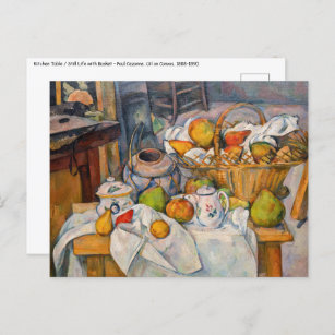 Postal Paul Cezanne - Todavía la vida con una canasta