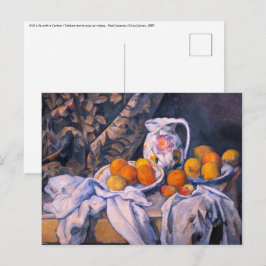 Postal Paul Cezanne - Todavía la vida con una cortina
