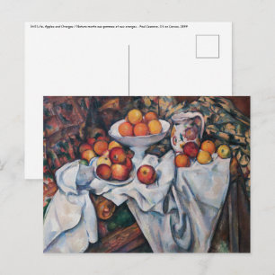 Postal Paul Cezanne - Todavía vida, manzanas y Naranjas