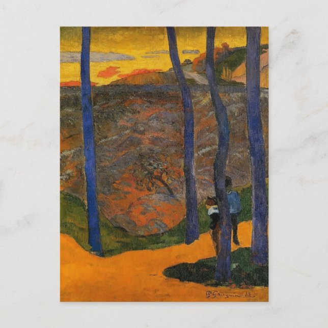 Postal Paul Gauguin - Árboles azules (Anverso)